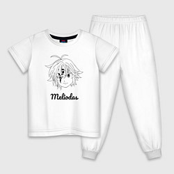 Пижама хлопковая детская Мелиодас форма демона, цвет: белый