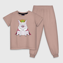 Пижама хлопковая детская Король, цвет: пыльно-розовый