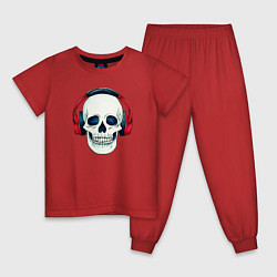 Пижама хлопковая детская Skull Music, цвет: красный