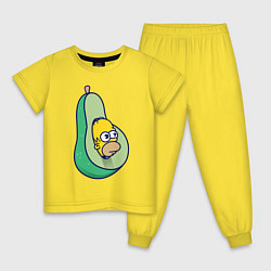 Пижама хлопковая детская Гомер авокадо, цвет: желтый