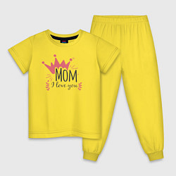 Пижама хлопковая детская Mom i love you, цвет: желтый