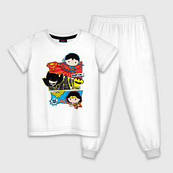 Пижама хлопковая детская Лига Справедливости, цвет: белый