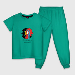 Пижама хлопковая детская Петушок гребешок, цвет: зеленый