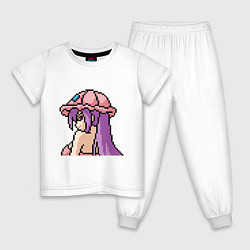 Пижама хлопковая детская Pixel art anime, цвет: белый