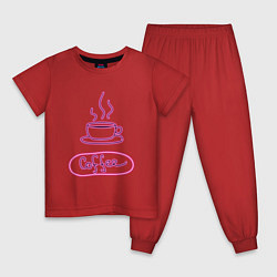 Пижама хлопковая детская Кофе, цвет: красный