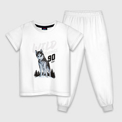 Пижама хлопковая детская Волк, цвет: белый