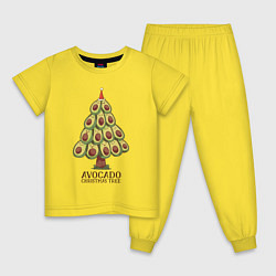 Пижама хлопковая детская Avocado Christmas Tree, цвет: желтый