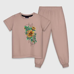 Пижама хлопковая детская Sunflower, цвет: пыльно-розовый