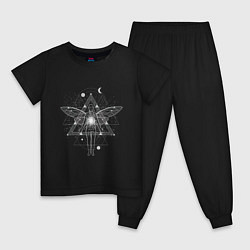 Пижама хлопковая детская Геометрия астрал и душа, цвет: черный