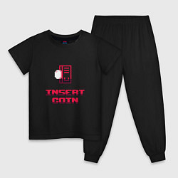 Пижама хлопковая детская Insert Coin игровой автомат, цвет: черный