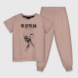 Пижама хлопковая детская Токийский гуль Кен Канеки, цвет: пыльно-розовый