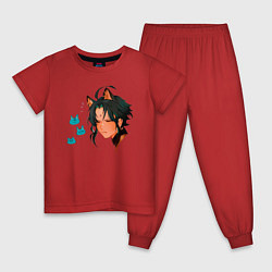 Пижама хлопковая детская Genshin Impact Xiao Art 01, цвет: красный