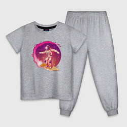 Пижама хлопковая детская Космический серфинг, цвет: меланж