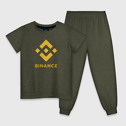 Пижама хлопковая детская BINANCE БИНАНС БИРЖА, цвет: меланж-хаки