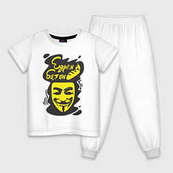 Пижама хлопковая детская Анонимус едрён батон, цвет: белый