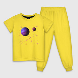 Пижама хлопковая детская Космос Планеты, цвет: желтый