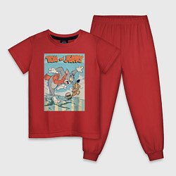 Пижама хлопковая детская Tom and Jerry, цвет: красный