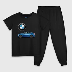 Пижама хлопковая детская BMW X6, цвет: черный