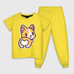 Пижама хлопковая детская Корги повёрнутый жопкой, цвет: желтый