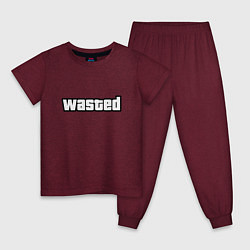 Пижама хлопковая детская WASTED, цвет: меланж-бордовый