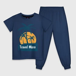 Пижама хлопковая детская Travel more, цвет: тёмно-синий