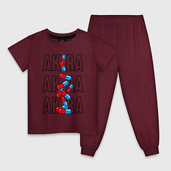 Пижама хлопковая детская Акира цвета меланж-бордовый — фото 1