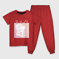 Пижама хлопковая детская Vaporwave Strawberry Milk, цвет: красный