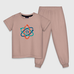 Пижама хлопковая детская Молекула, цвет: пыльно-розовый