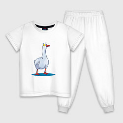 Пижама хлопковая детская Гусь, цвет: белый