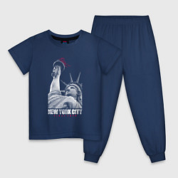Пижама хлопковая детская Statue Of Liberty, цвет: тёмно-синий