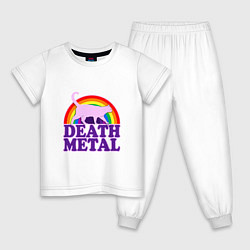 Пижама хлопковая детская Death Melal Cat, цвет: белый