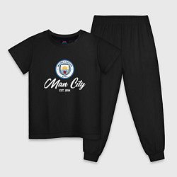 Пижама хлопковая детская MAN CITY EST 1894, цвет: черный