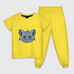 Пижама хлопковая детская Забавный котик, цвет: желтый