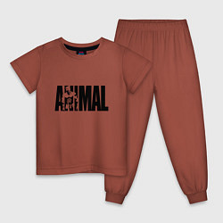 Пижама хлопковая детская ANIMAL ЭНИМАЛ, цвет: кирпичный