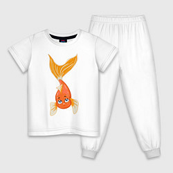 Пижама хлопковая детская Золотая рыбка, цвет: белый