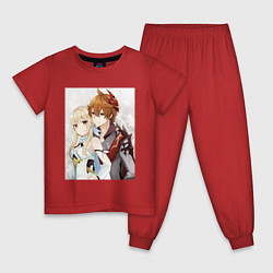 Пижама хлопковая детская Lumine and tartaglia, цвет: красный
