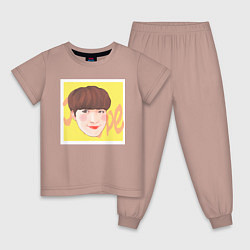 Пижама хлопковая детская Jung Hoseok, цвет: пыльно-розовый