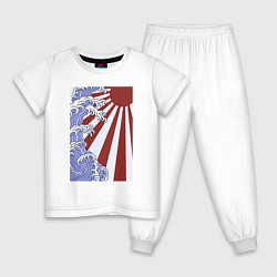 Пижама хлопковая детская Волна и солнце в Канагаве, цвет: белый