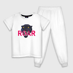 Пижама хлопковая детская Пантера ROAR, цвет: белый