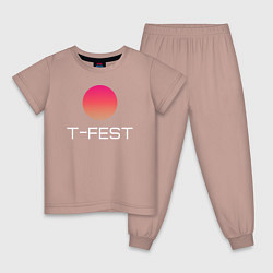 Пижама хлопковая детская T-Fest цвета пыльно-розовый — фото 1