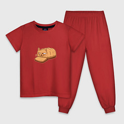 Пижама хлопковая детская Кот хлеб - Bread Cat, цвет: красный