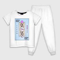 Пижама хлопковая детская Anime style, цвет: белый