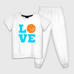 Пижама хлопковая детская Love basketball, цвет: белый