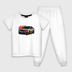 Пижама хлопковая детская Красивая машина, цвет: белый