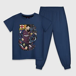 Пижама хлопковая детская Messi Barcelona Argentina Striker, цвет: тёмно-синий