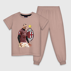 Пижама хлопковая детская Zlatan Ibrahimovic Milan Italy, цвет: пыльно-розовый