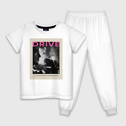 Пижама хлопковая детская Drive, цвет: белый
