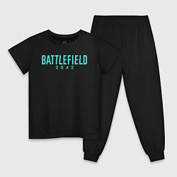Пижама хлопковая детская Battlefield 2042 logo, цвет: черный