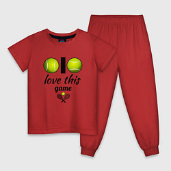 Пижама хлопковая детская Я люблю теннис, цвет: красный