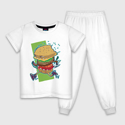 Пижама хлопковая детская Fast Food, цвет: белый